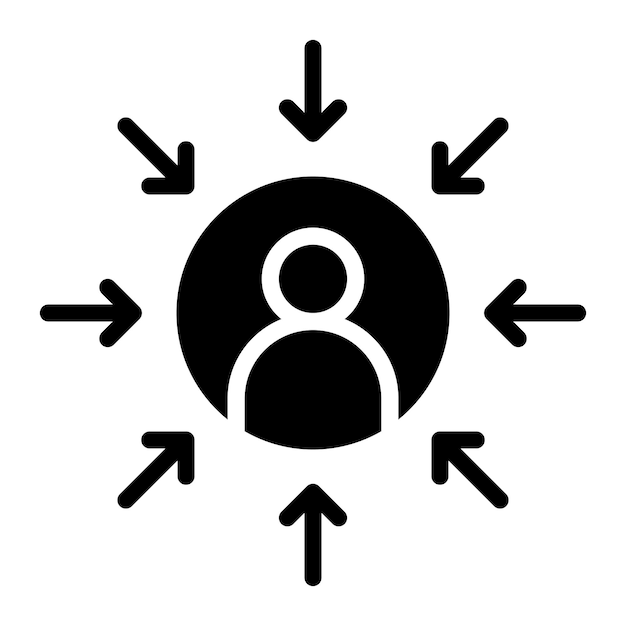 Imagen vectorial de icono centrada en el usuario Puede utilizarse para la gestión de productos