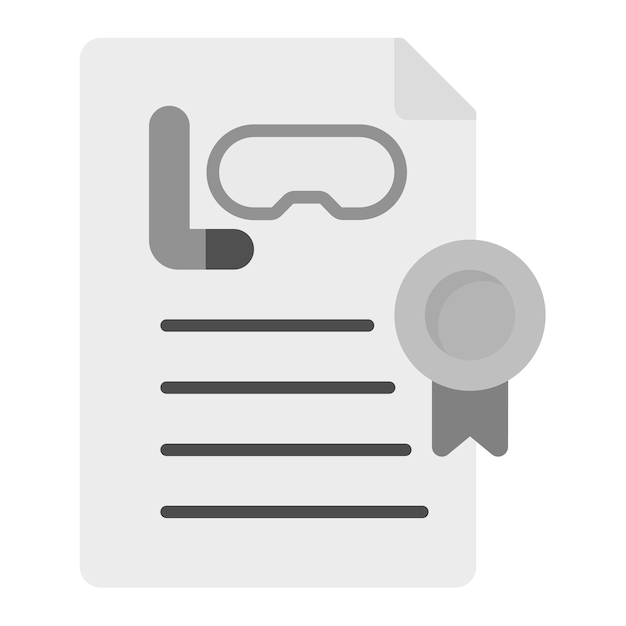 Imagen vectorial del icono del certificado de buceo Se puede utilizar para vacaciones y turismo