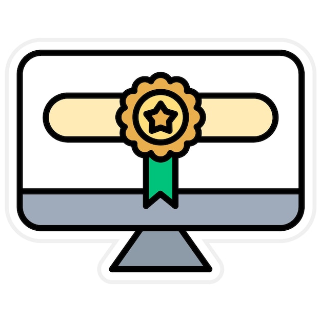 Imagen vectorial del icono del certificado en línea Se puede utilizar para el aprendizaje