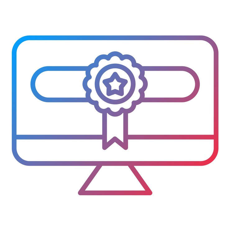 Vector imagen vectorial del icono del certificado en línea se puede utilizar para el aprendizaje