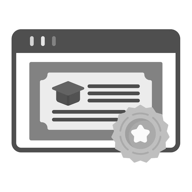 Imagen vectorial del icono del certificado Se puede utilizar para la educación en línea