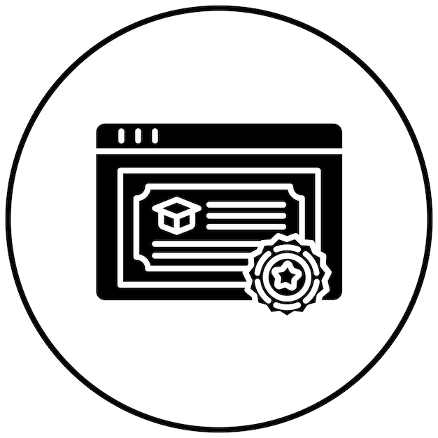 Imagen vectorial del icono del certificado Se puede utilizar para la educación en línea