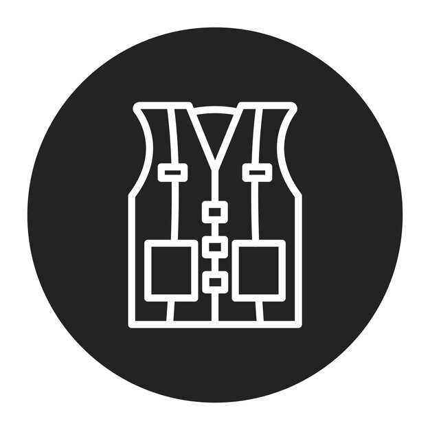 La imagen vectorial del icono del chaleco salvavidas se puede utilizar para el rescate y la respuesta