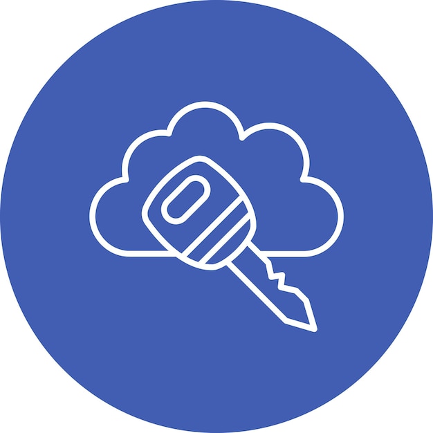 La imagen vectorial del icono clave de la nube se puede utilizar para la computación en la nube