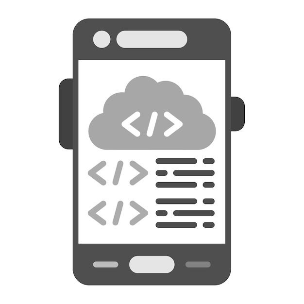 Imagen vectorial de icono de codificación en la nube Se puede utilizar para el desarrollo de aplicaciones móviles