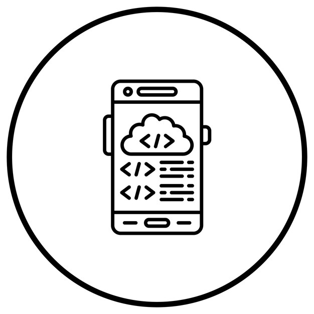 Imagen vectorial de icono de codificación en la nube Se puede utilizar para el desarrollo de aplicaciones móviles