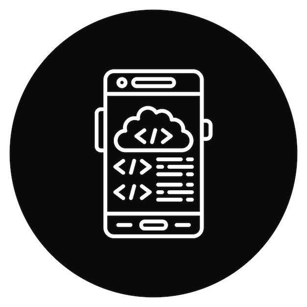 Imagen vectorial de icono de codificación en la nube Se puede utilizar para el desarrollo de aplicaciones móviles