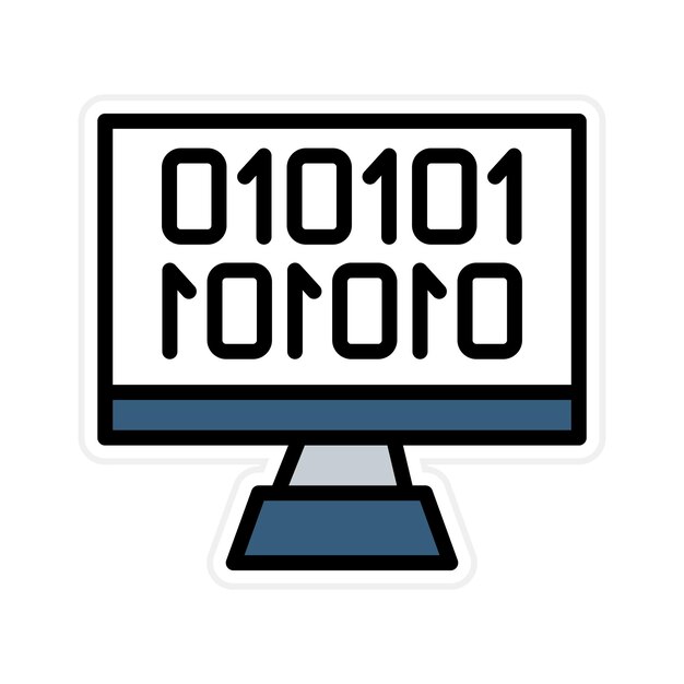 Imagen vectorial de icono de código binario Se puede usar para robótica