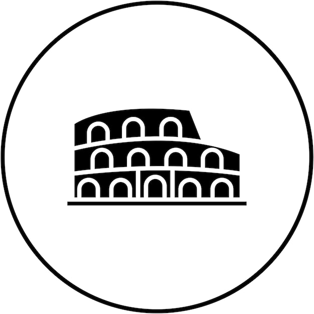 La imagen vectorial del icono del Coliseo se puede usar para la civilización antigua