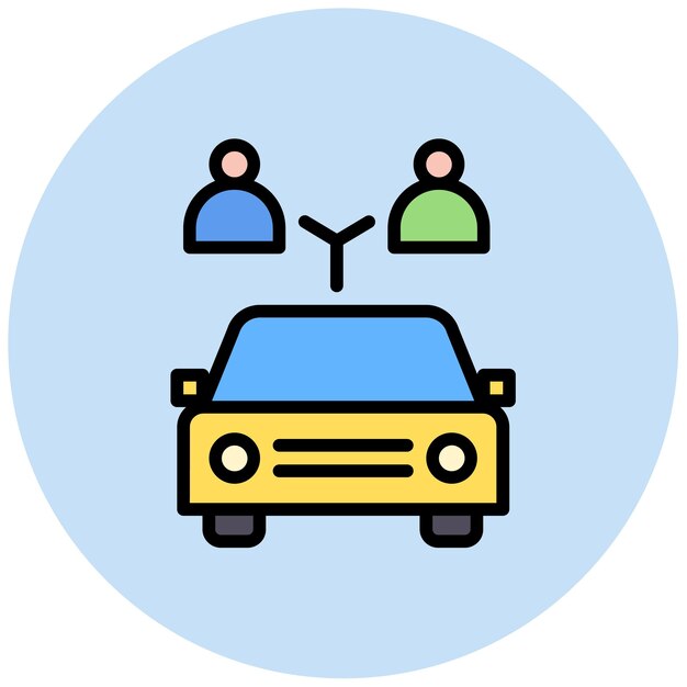 Imagen vectorial de icono de compartición de automóviles Se puede utilizar para el espacio de coworking