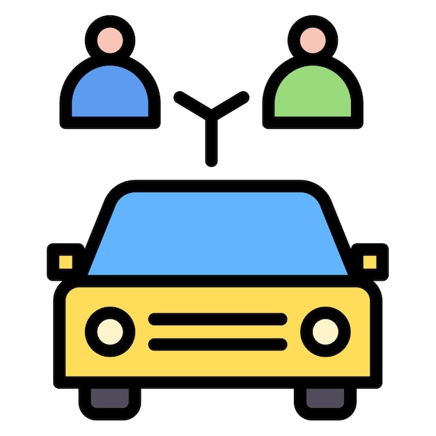 Imagen vectorial de icono de compartición de automóviles Se puede utilizar para el espacio de coworking
