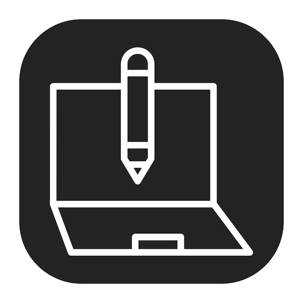 La imagen vectorial del icono de la computadora portátil y el lápiz se puede usar para Freelancer