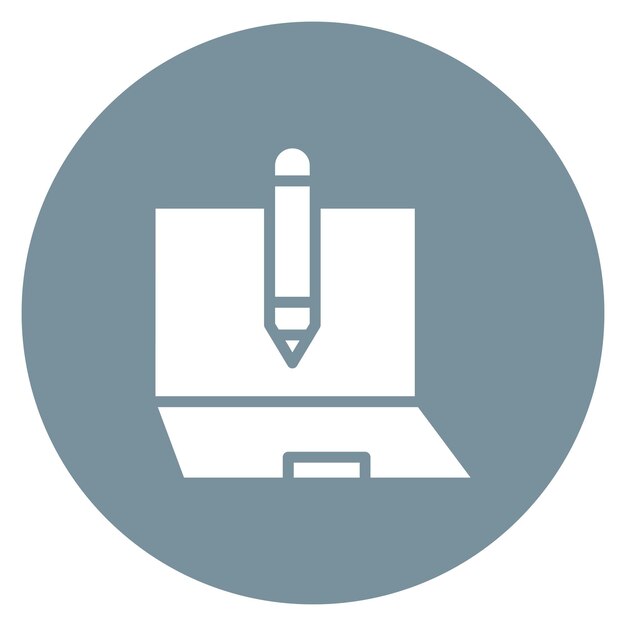 La imagen vectorial del icono de la computadora portátil y el lápiz se puede usar para Freelancer