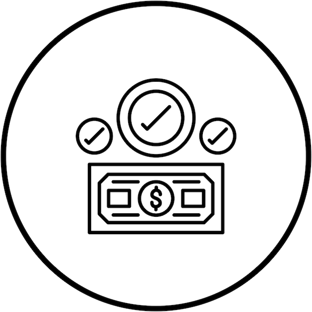 Imagen vectorial del icono de confirmación Se puede utilizar para los servicios de dinero en línea