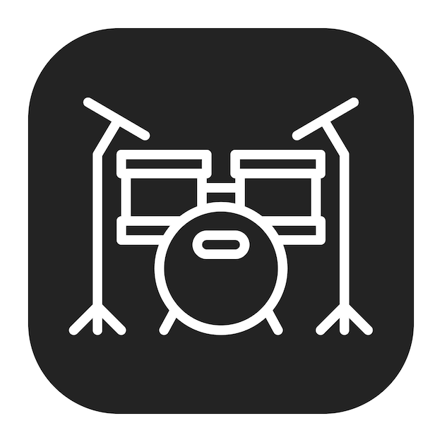 Imagen vectorial del icono del conjunto de tambores Se puede usar para Rock and Roll