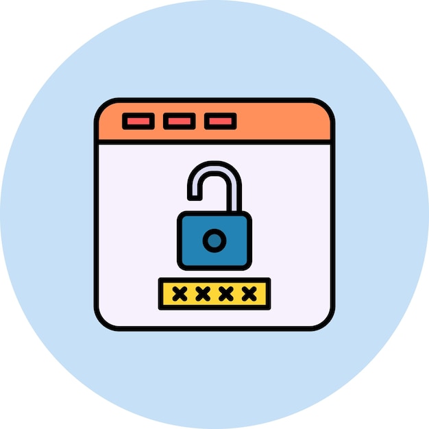 Imagen vectorial del icono de la contraseña del navegador Se puede utilizar para protección y seguridad