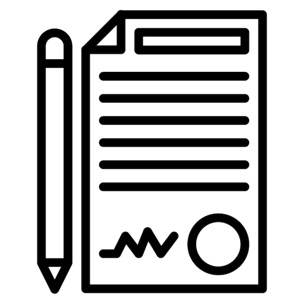 Imagen vectorial del icono del contrato Se puede utilizar para la compilación y la regulación