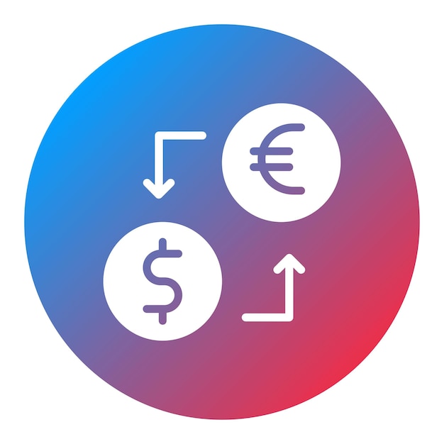 Imagen vectorial de icono de conversión de dólar a euro Puede utilizarse para el comercio