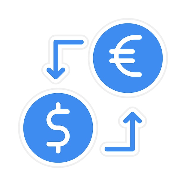 Imagen vectorial de icono de conversión de dólar a euro Puede utilizarse para el comercio