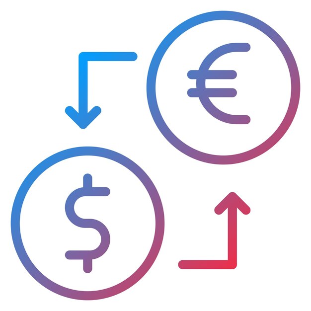 Imagen vectorial de icono de conversión de dólar a euro Puede utilizarse para el comercio