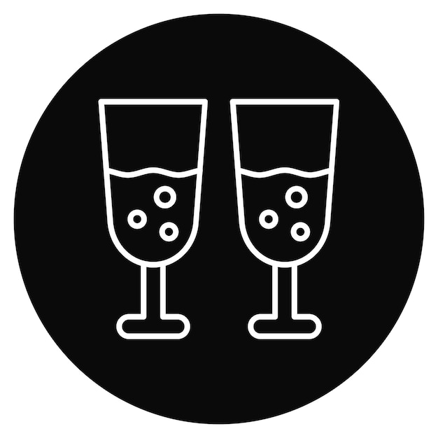 Imagen vectorial del icono de las copas de bebida Se puede usar para bodas