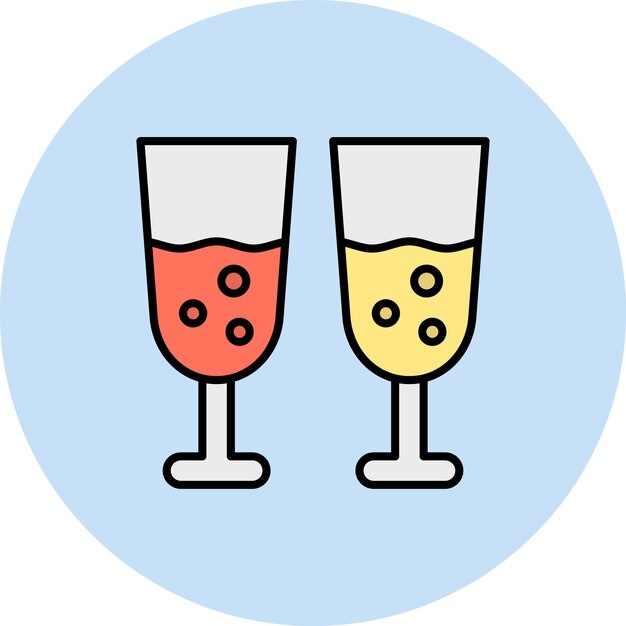 Imagen vectorial del icono de las copas de bebida Se puede usar para bodas