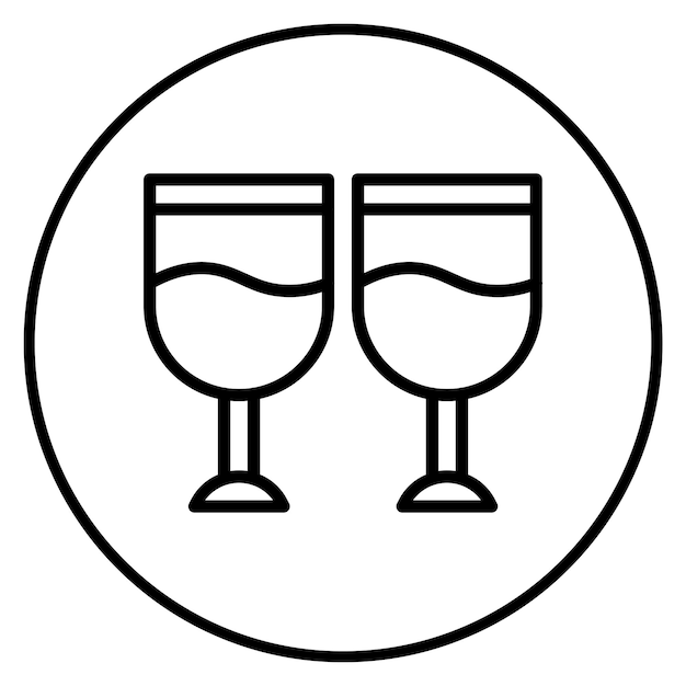 Imagen vectorial del icono de las copas de champán Se puede usar para el aniversario