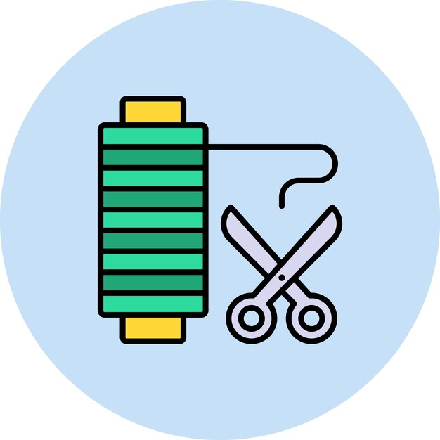 Imagen vectorial del icono de corte de hilo Se puede usar para coser