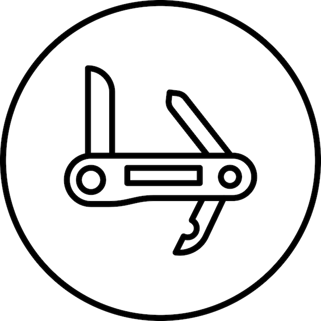La imagen vectorial del icono del cuchillo suizo se puede usar para el trekking