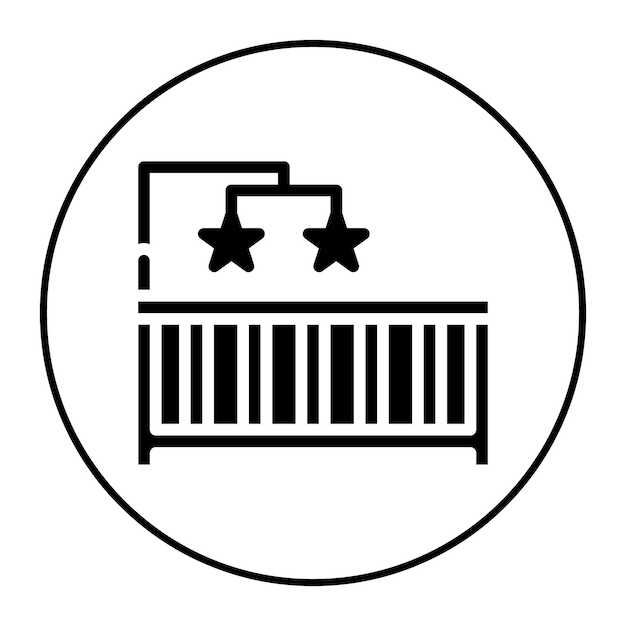Imagen vectorial del icono de la cuna de bebé Se puede usar para la ducha de bebé