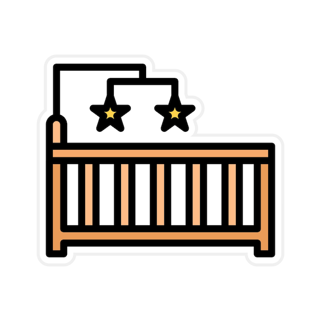 Imagen vectorial del icono de la cuna de bebé Se puede usar para la ducha de bebé