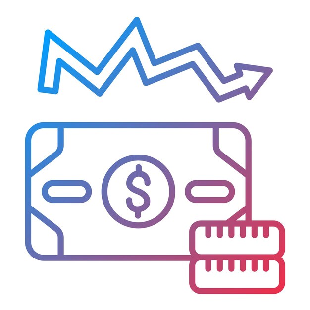 Imagen vectorial del icono de depreciación Se puede utilizar para la contabilidad