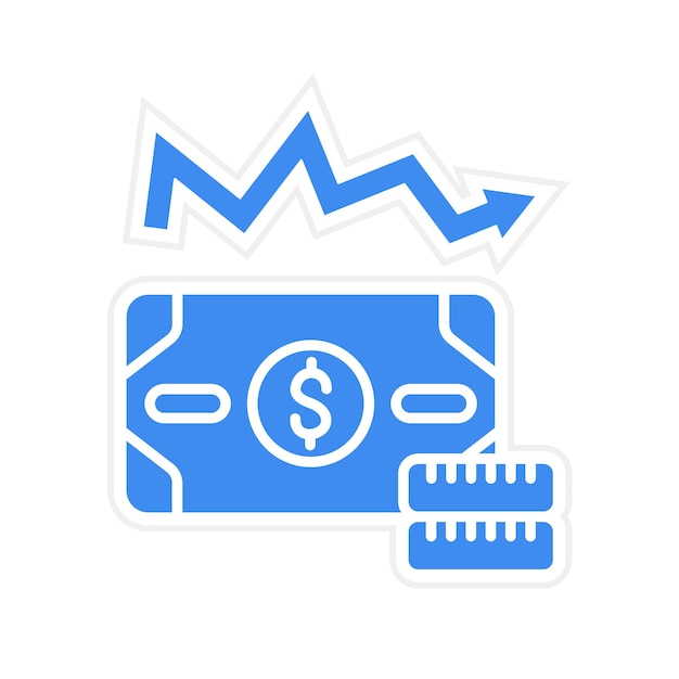 Imagen vectorial del icono de depreciación Se puede utilizar para la contabilidad