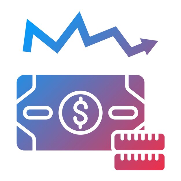 Imagen vectorial del icono de depreciación Se puede utilizar para la contabilidad