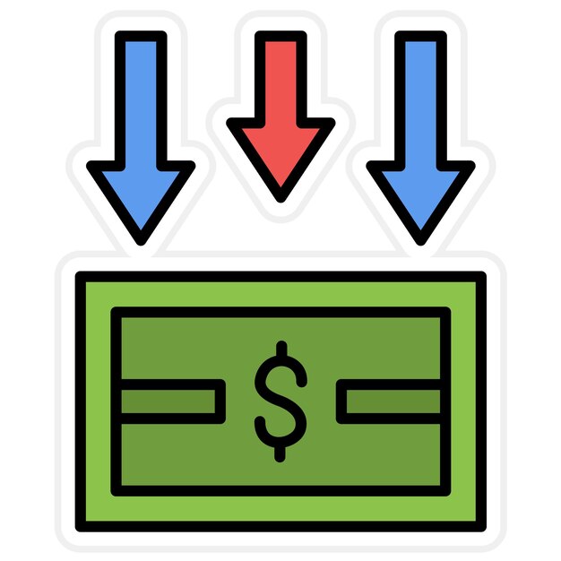 Imagen vectorial del icono de depreciación Puede utilizarse para la contabilidad