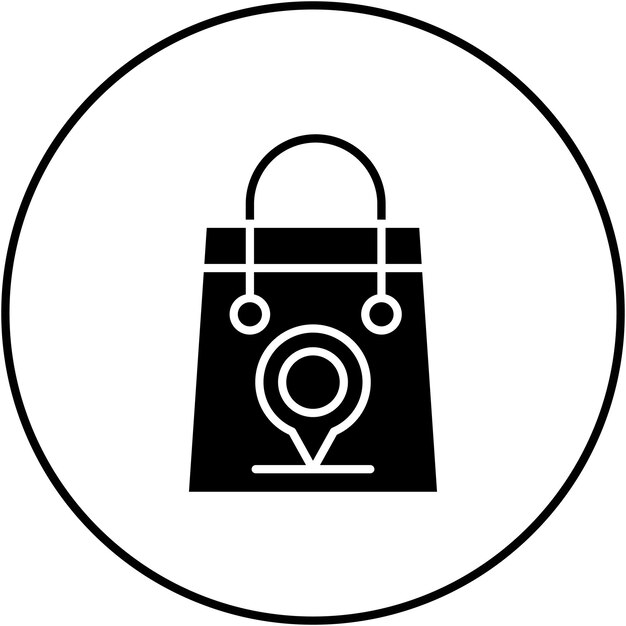 Imagen vectorial del icono de destino de compras Se puede utilizar para el mapa y la navegación