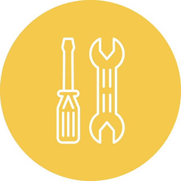 La imagen vectorial del icono del destornillador y la llave se puede utilizar para las herramientas