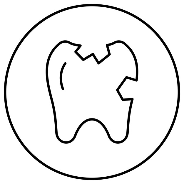 Imagen vectorial del icono del diente roto Se puede utilizar para el cuidado dental