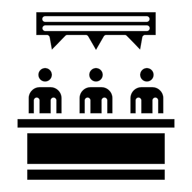 Imagen vectorial del icono de la discusión del panel Se puede utilizar para la Feria del Trabajo