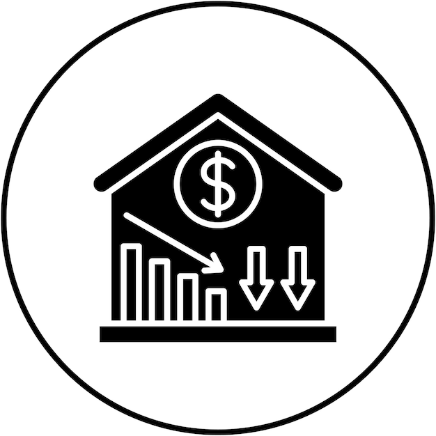 Imagen vectorial del ícono de disminución de precios Se puede utilizar para la banca y las finanzas