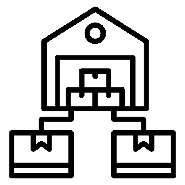 Imagen vectorial del icono de distribución del centro Se puede utilizar para la fabricación y distribución