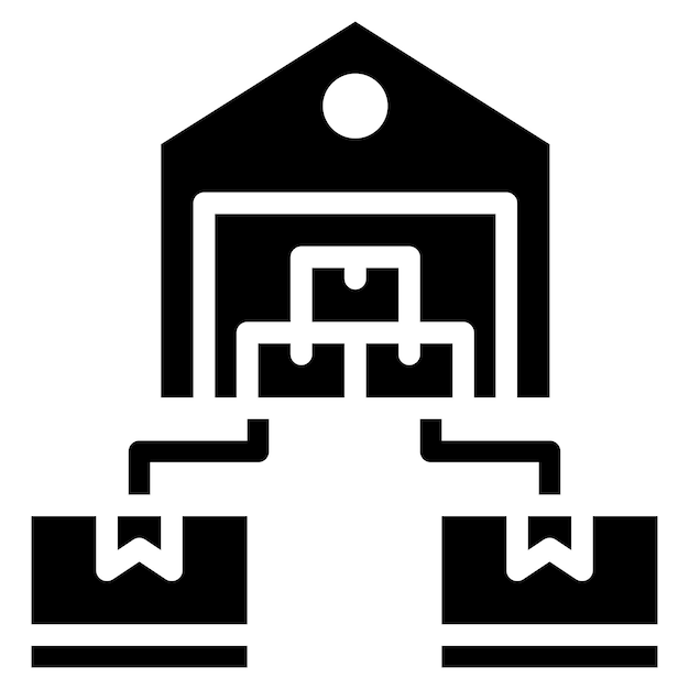Imagen vectorial del icono de distribución del centro Se puede utilizar para la fabricación y distribución