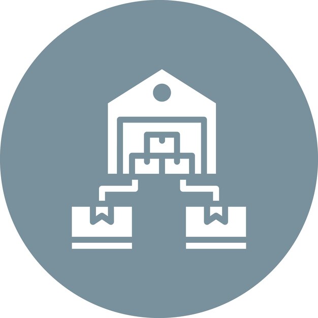 Imagen vectorial del icono de distribución del centro Se puede utilizar para la fabricación y distribución
