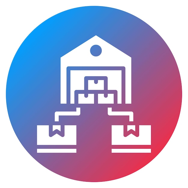 Imagen vectorial del icono de distribución del centro Se puede utilizar para la fabricación y distribución