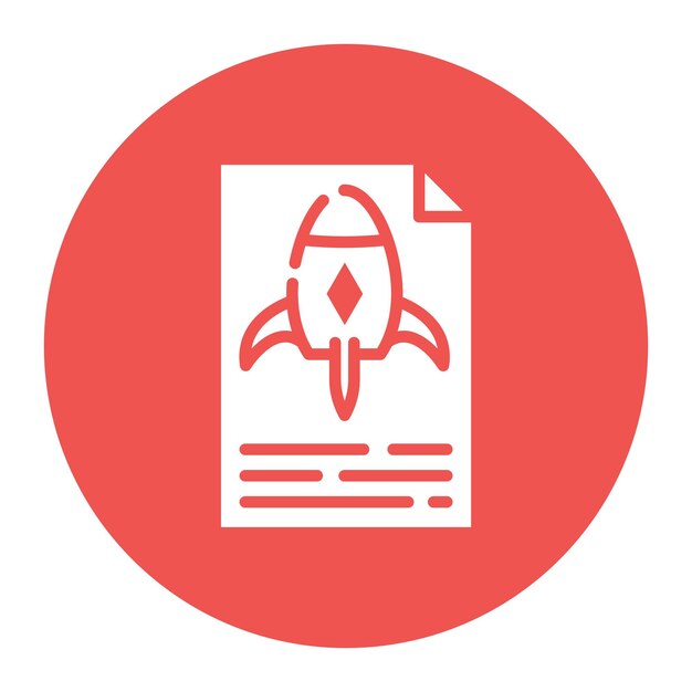 Imagen vectorial del ícono del documento de lanzamiento de la nave espacial Se puede usar para documentos y archivos