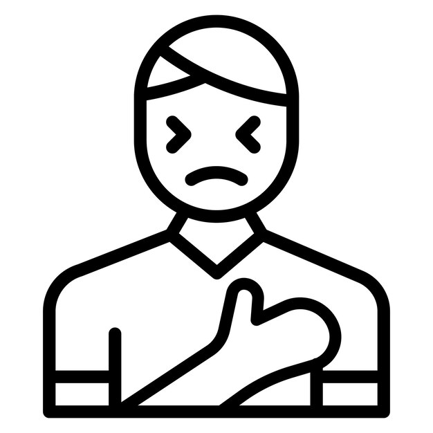 Imagen vectorial del icono del dolor en el pecho Se puede usar para el dolor corporal