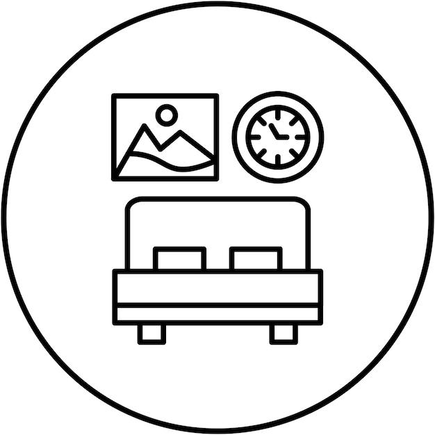 Imagen vectorial del icono del dormitorio Se puede usar para Viajes