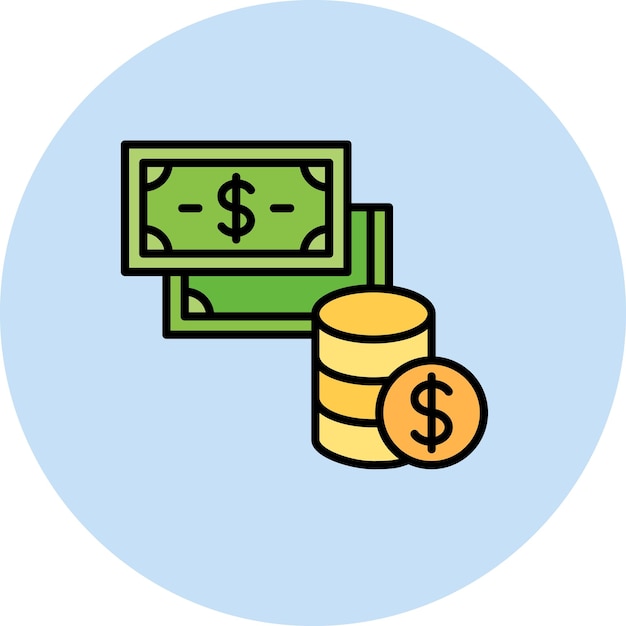 Imagen vectorial del icono de efectivo Se puede utilizar para la banca y las finanzas