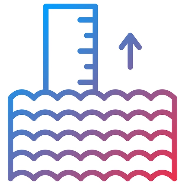 Imagen vectorial del icono de elevación del nivel del mar Se puede usar para el calentamiento global