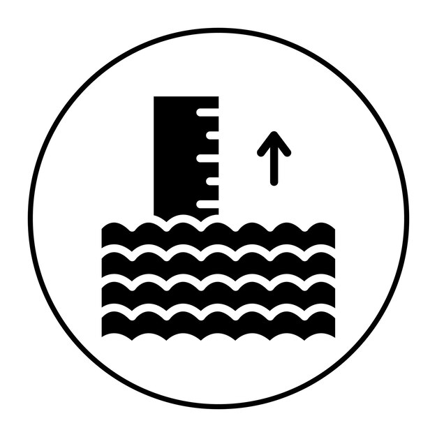 Imagen vectorial del icono de elevación del nivel del mar Se puede usar para el calentamiento global